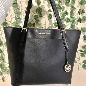 MICHAEL KORS VOYAGER CROSSGRAIN LEATHER TOTE BAG